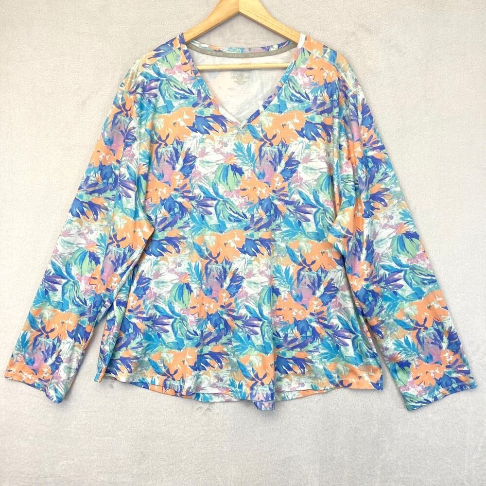 Reel Legends Freeline Womens 3X Multicolor Floral Performance Fishing Shirt Top